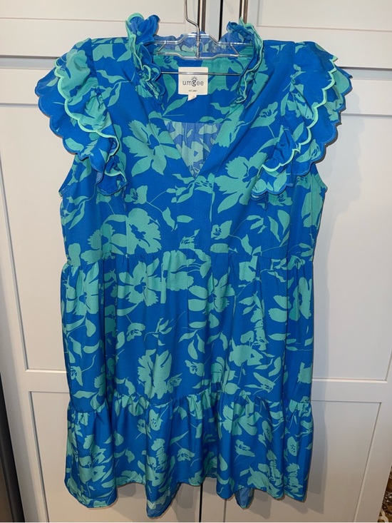 Umgee Dresses & Skirts - Umgee Blue Floral Ruffle Tiered Dress |Size Medium |Boho Beachy Flowy 💙🩵